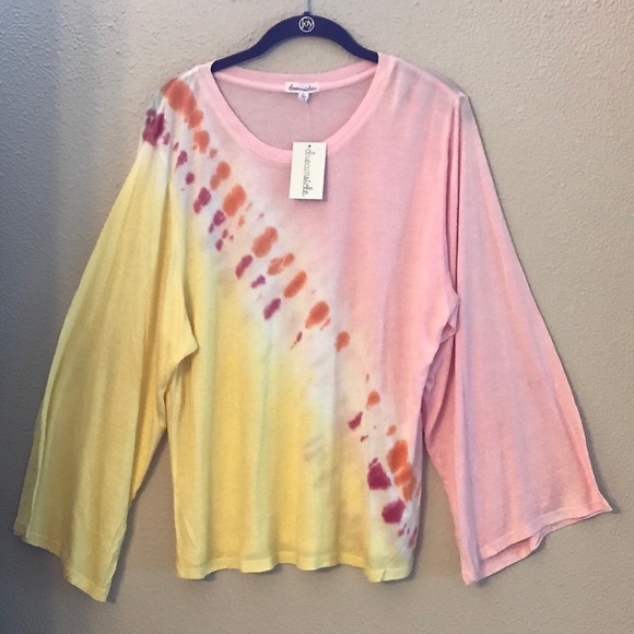 NWT Large Pink & Yellow Long Sleeve Shirt - Picture 2 of 15